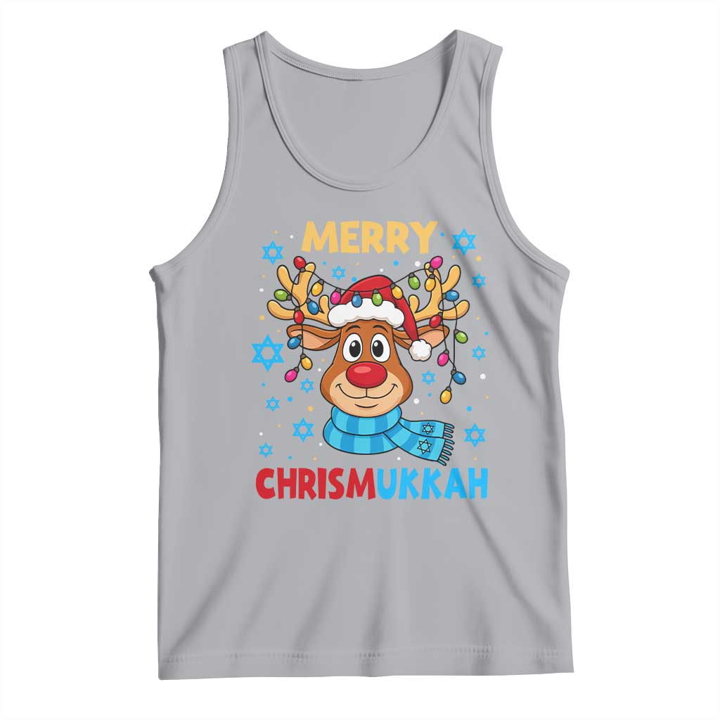 Merry Chrismukkah Tank Top Jewish Happy Christmas Hanukkah Reindeer Menorah TS10 Athletic Heather Print Your Wear
