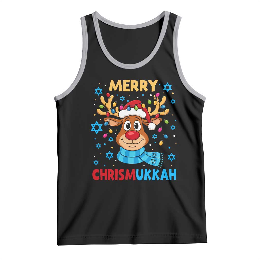 Merry Chrismukkah Tank Top Jewish Happy Christmas Hanukkah Reindeer Menorah TS10 Black Athletic Heather Print Your Wear