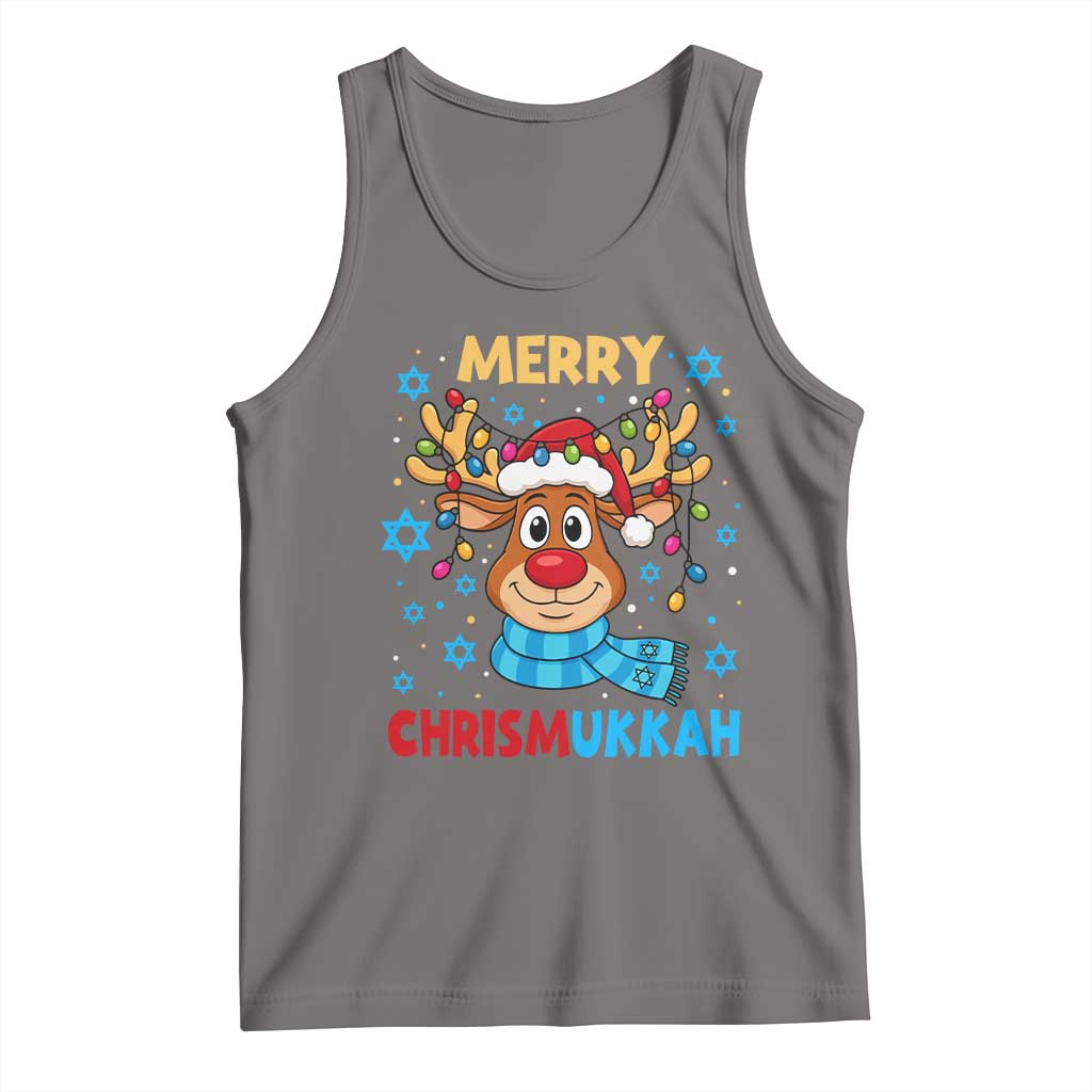 Merry Chrismukkah Tank Top Jewish Happy Christmas Hanukkah Reindeer Menorah TS10 Deep Heather Print Your Wear