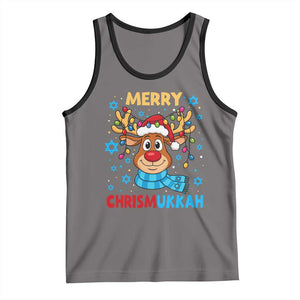 Merry Chrismukkah Tank Top Jewish Happy Christmas Hanukkah Reindeer Menorah TS10 Deep Heather Black Print Your Wear