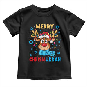 Merry Chrismukkah Toddler T Shirt Jewish Happy Christmas Hanukkah Reindeer Menorah TS10 Black Print Your Wear