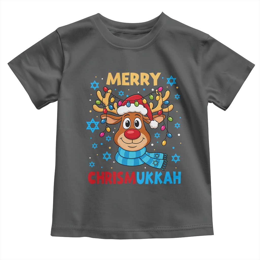 Merry Chrismukkah Toddler T Shirt Jewish Happy Christmas Hanukkah Reindeer Menorah TS10 Dark Heather Print Your Wear