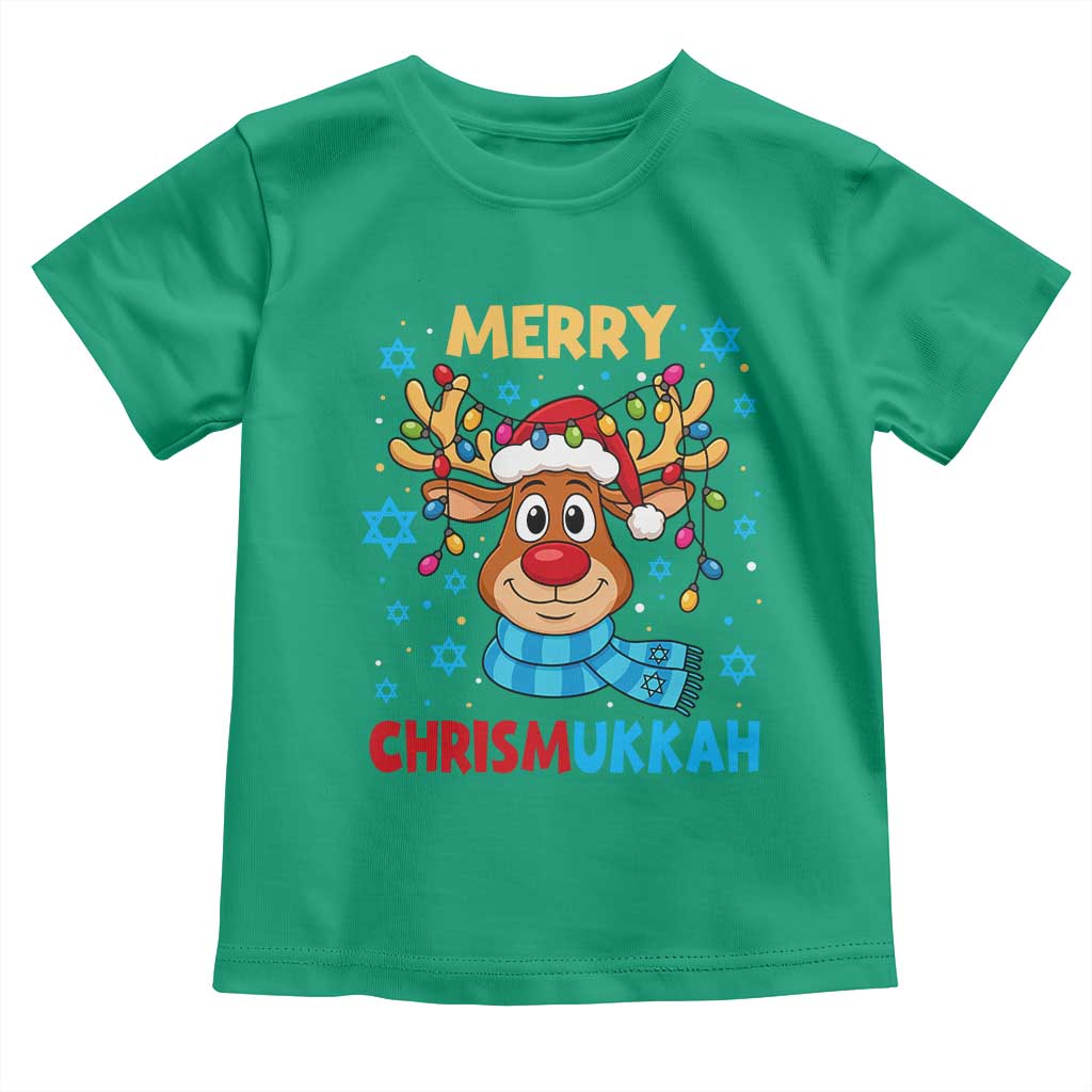 Merry Chrismukkah Toddler T Shirt Jewish Happy Christmas Hanukkah Reindeer Menorah TS10 Irish Green Print Your Wear