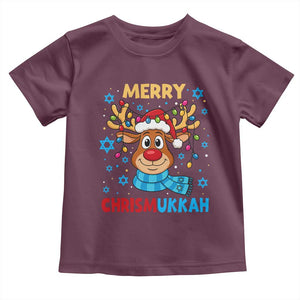 Merry Chrismukkah Toddler T Shirt Jewish Happy Christmas Hanukkah Reindeer Menorah TS10 Maroon Print Your Wear