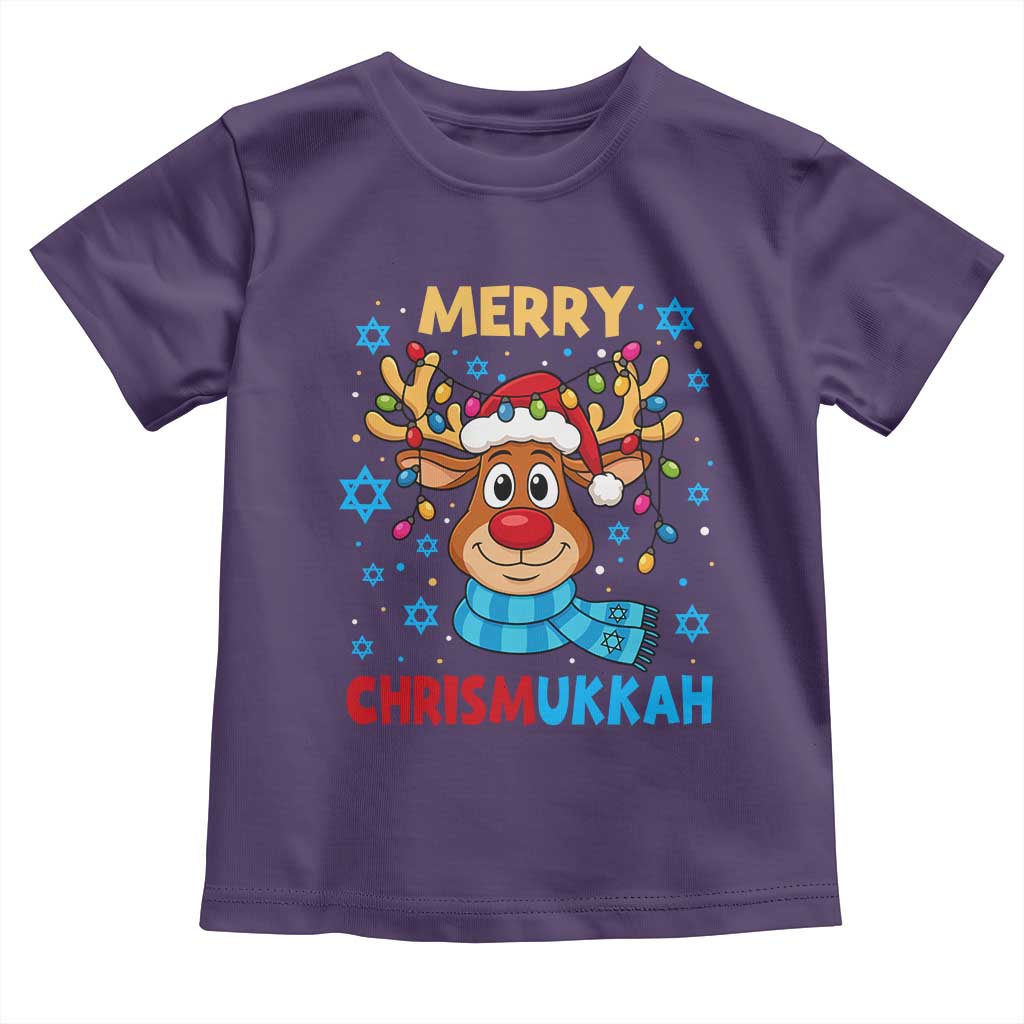 Merry Chrismukkah Toddler T Shirt Jewish Happy Christmas Hanukkah Reindeer Menorah TS10 Purple Print Your Wear