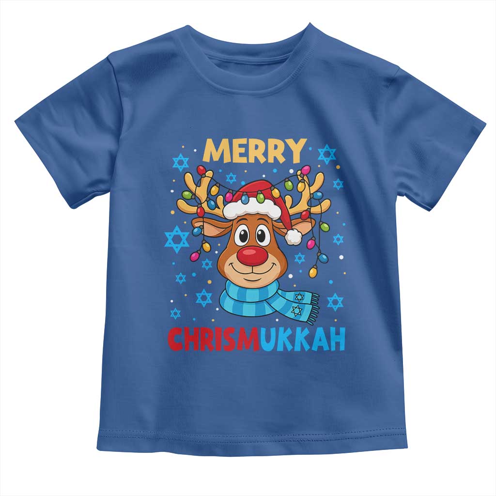 Merry Chrismukkah Toddler T Shirt Jewish Happy Christmas Hanukkah Reindeer Menorah TS10 Royal Blue Print Your Wear