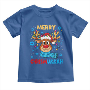 Merry Chrismukkah Toddler T Shirt Jewish Happy Christmas Hanukkah Reindeer Menorah TS10 Royal Blue Print Your Wear