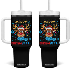 Merry Chrismukkah Tumbler With Handle Jewish Happy Christmas Hanukkah Reindeer Menorah TS10 One Size: 40 oz Black Print Your Wear
