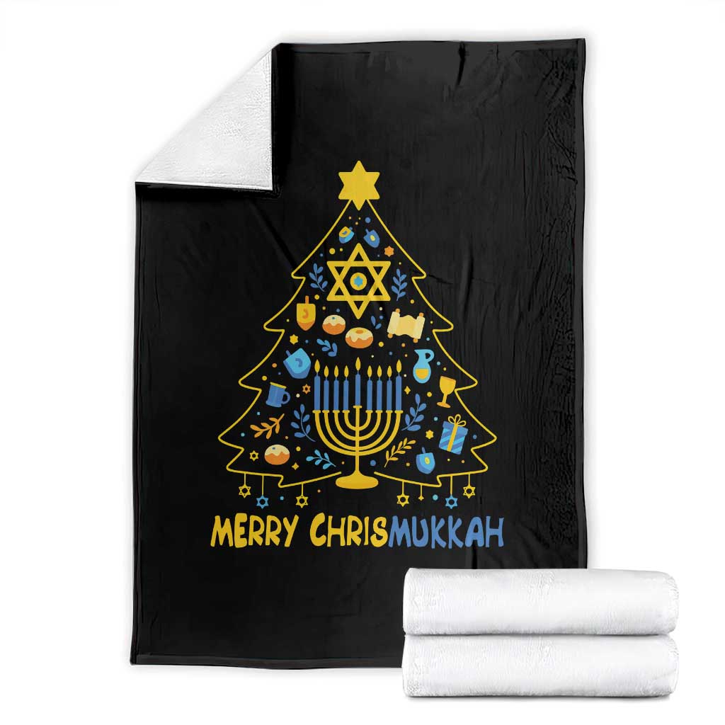Merry Chrismukkah Throw Blanket Jewish Happy Hanukkah Christmas Tree TS10 Black Print Your Wear