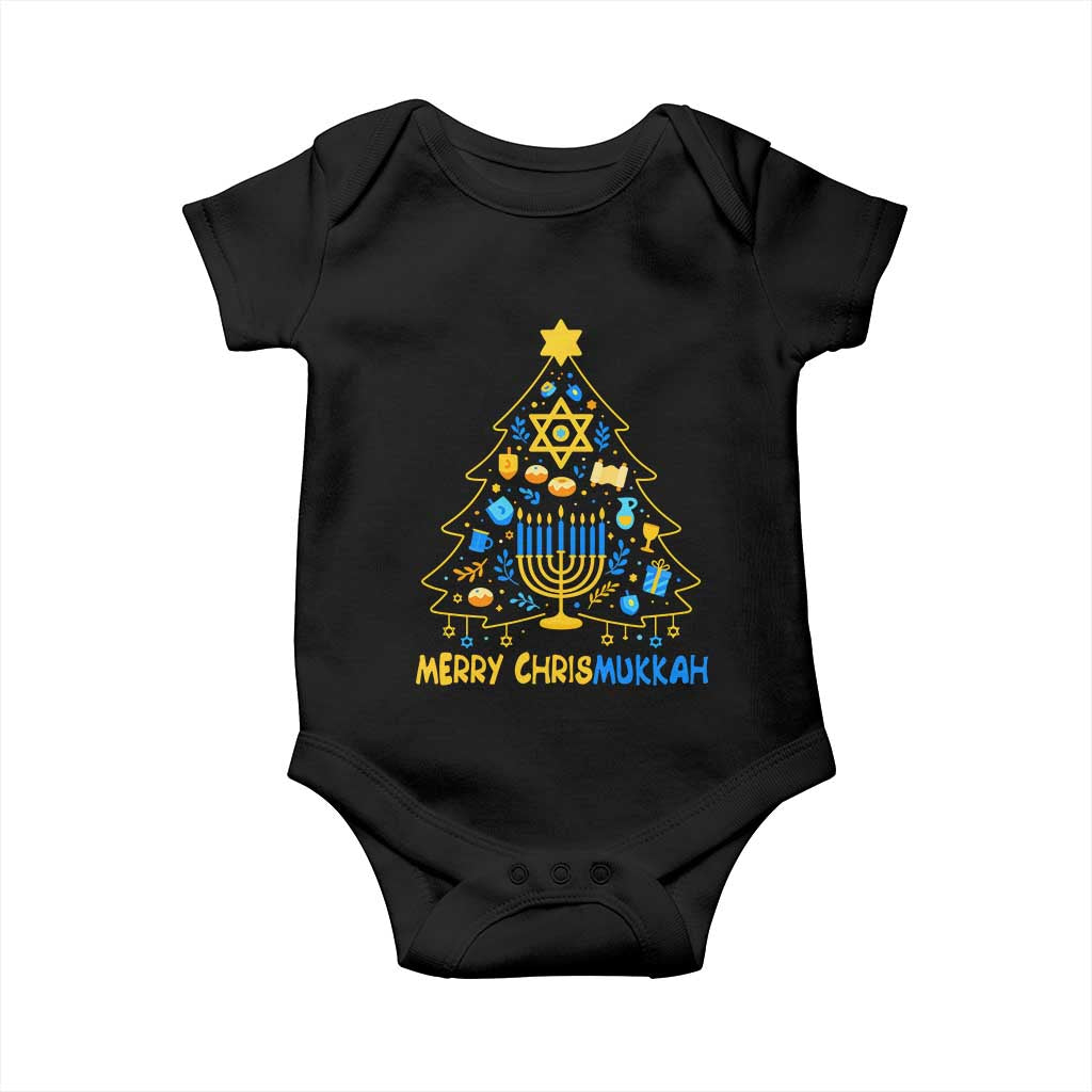 Merry Chrismukkah Baby Onesie Jewish Happy Hanukkah Christmas Tree TS10 Black Print Your Wear