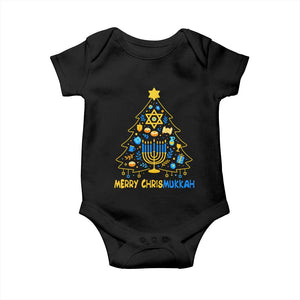 Merry Chrismukkah Baby Onesie Jewish Happy Hanukkah Christmas Tree TS10 Black Print Your Wear
