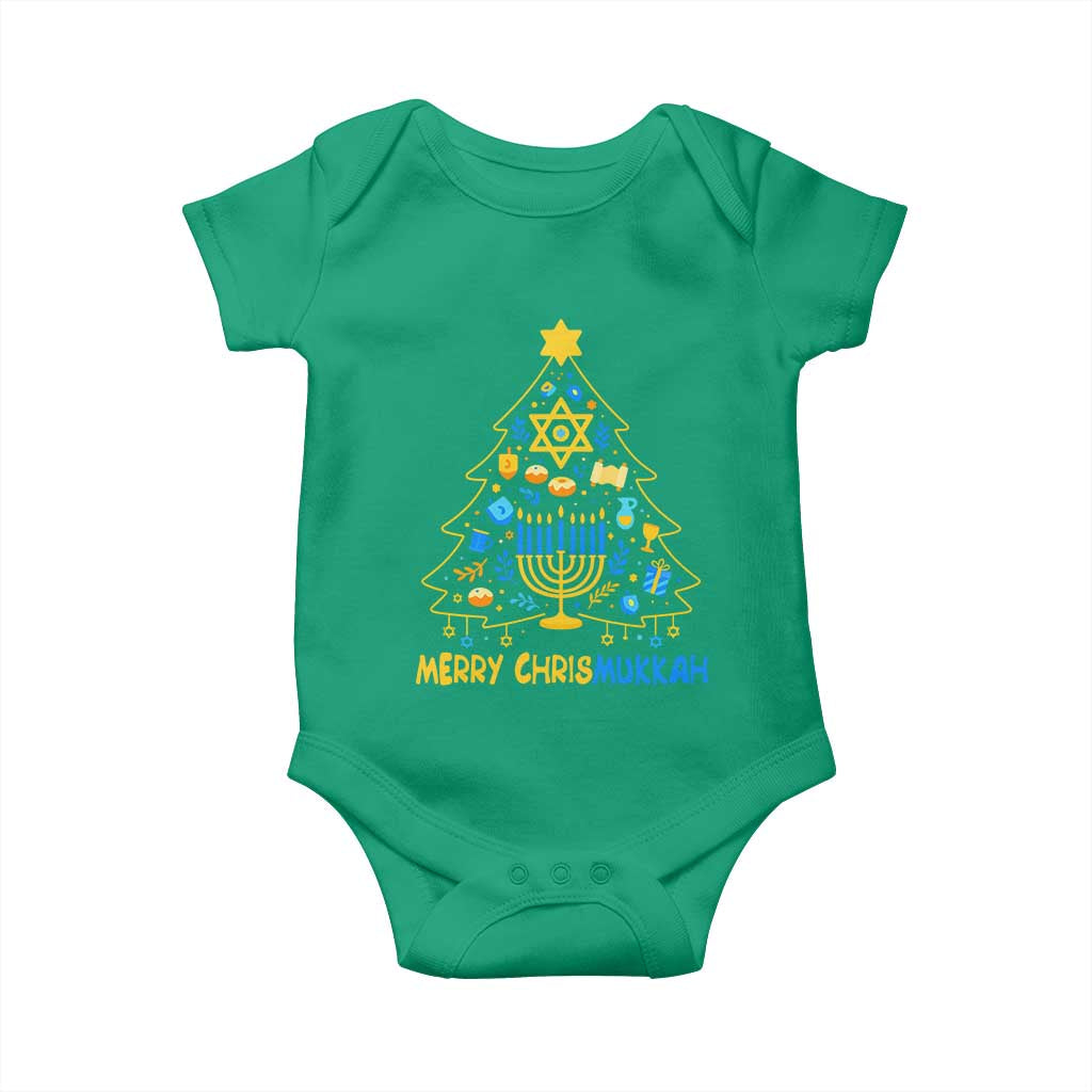 Merry Chrismukkah Baby Onesie Jewish Happy Hanukkah Christmas Tree TS10 Irish Green Print Your Wear