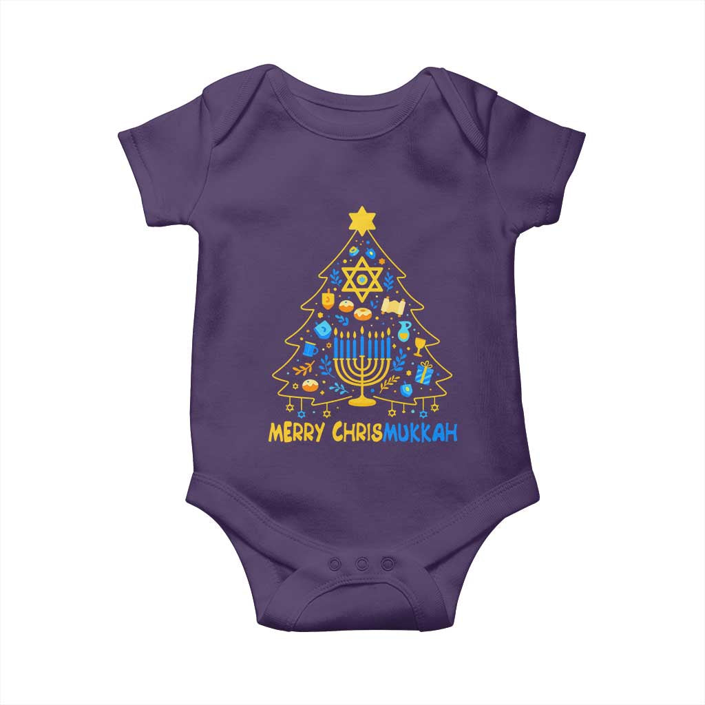 Merry Chrismukkah Baby Onesie Jewish Happy Hanukkah Christmas Tree TS10 Purple Print Your Wear