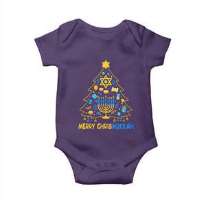 Merry Chrismukkah Baby Onesie Jewish Happy Hanukkah Christmas Tree TS10 Purple Print Your Wear