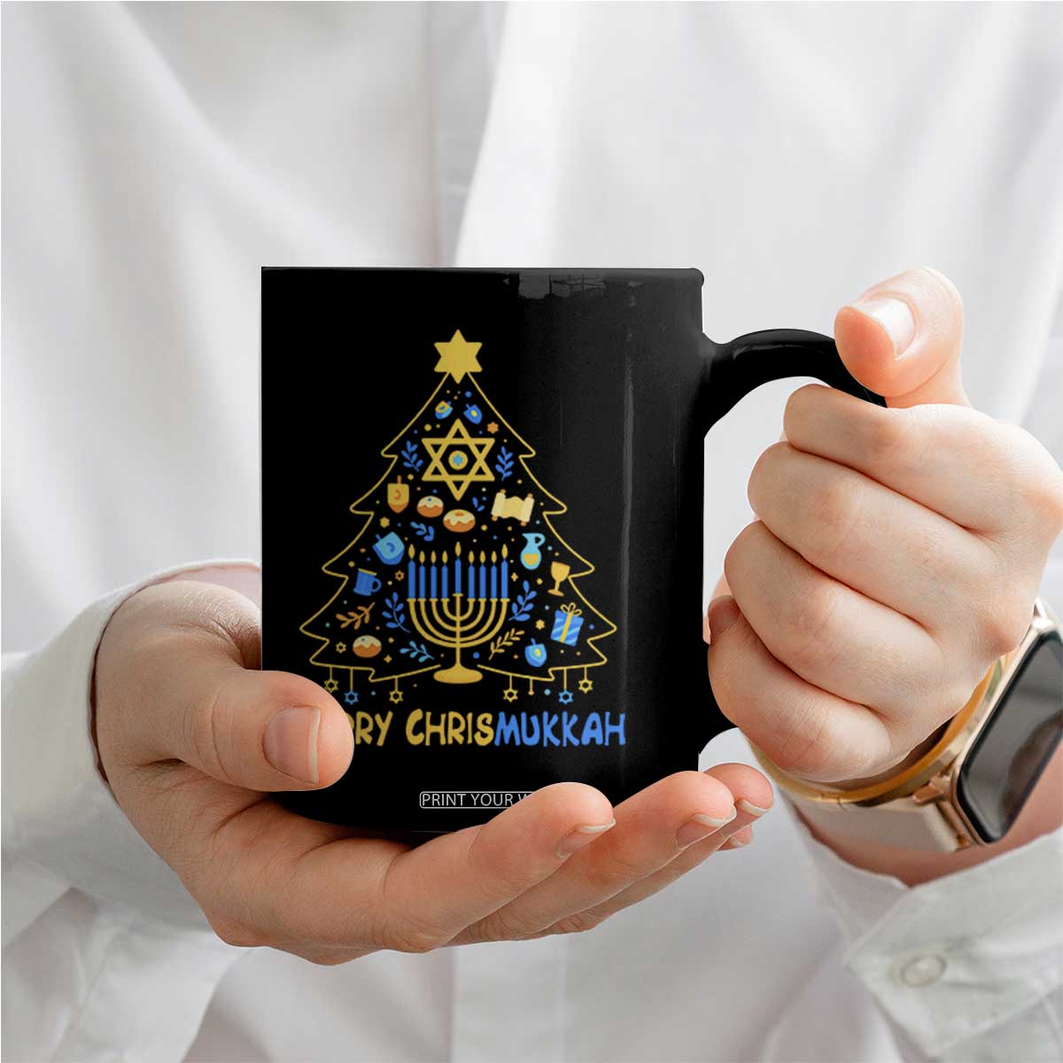 Merry Chrismukkah Coffee Mug Jewish Happy Hanukkah Christmas Tree TS10 Print Your Wear