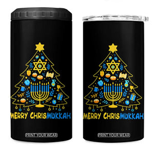 Merry Chrismukkah 4 in 1 Can Cooler Tumbler Jewish Happy Hanukkah Christmas Tree TS10 One Size: 16 oz Black Print Your Wear