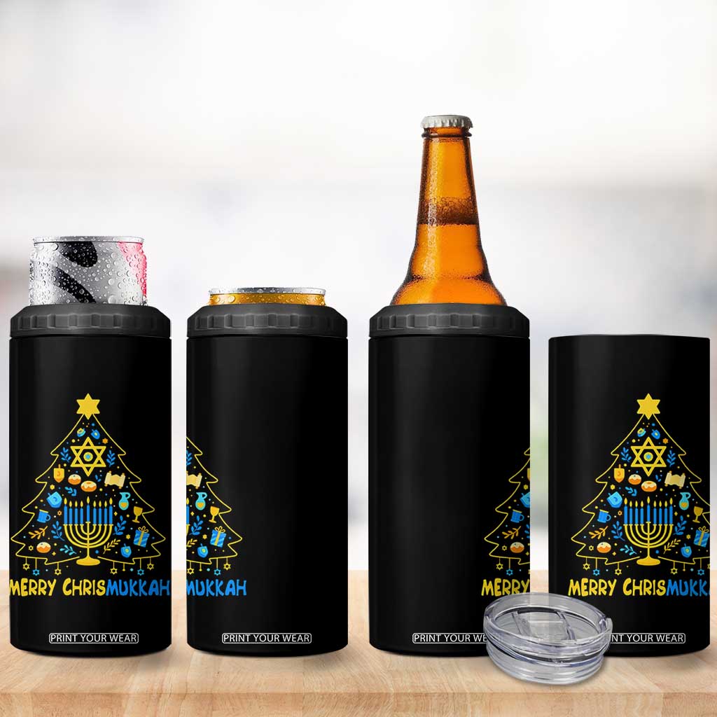 Merry Chrismukkah 4 in 1 Can Cooler Tumbler Jewish Happy Hanukkah Christmas Tree TS10 Print Your Wear
