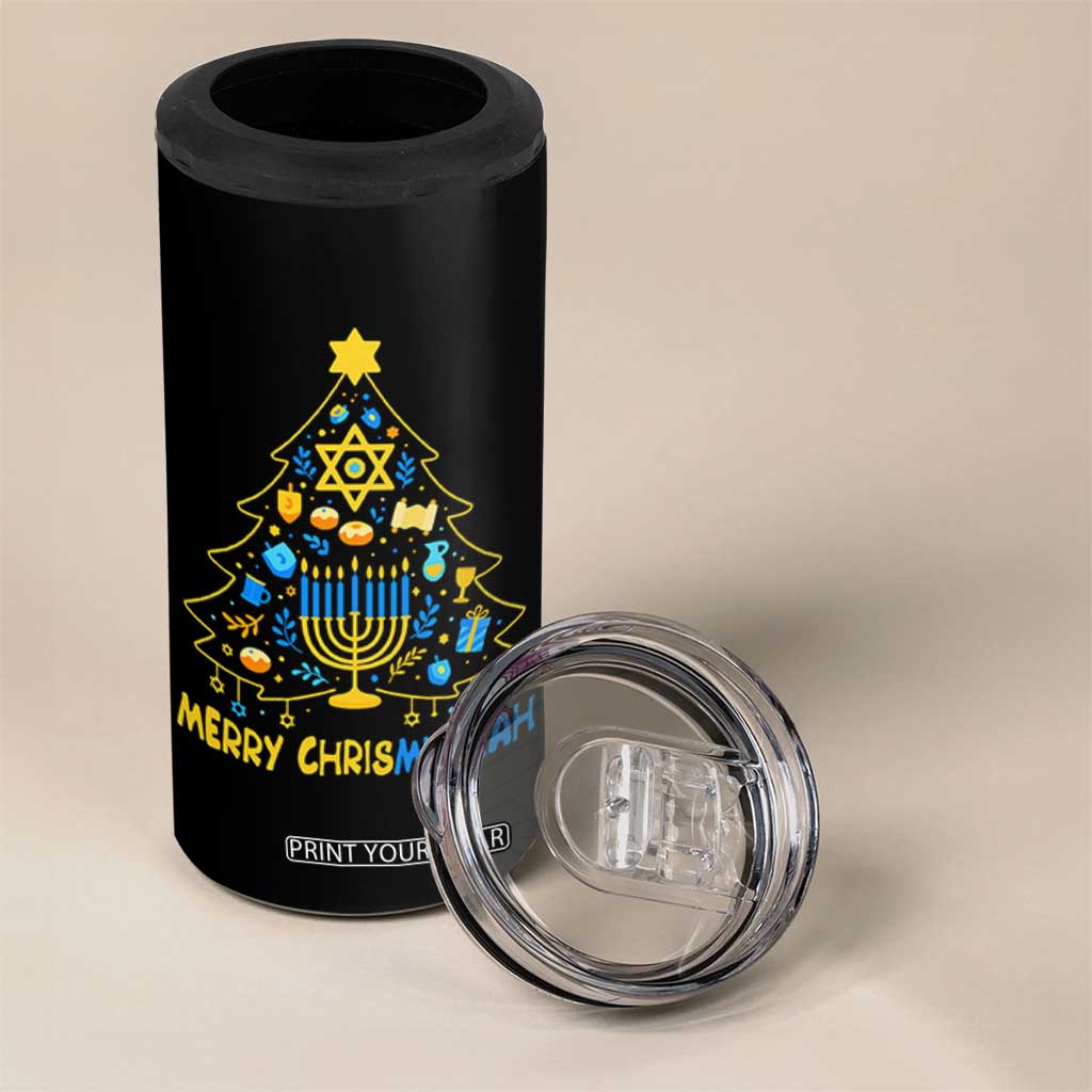 Merry Chrismukkah 4 in 1 Can Cooler Tumbler Jewish Happy Hanukkah Christmas Tree TS10 Print Your Wear
