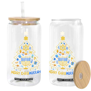 Merry Chrismukkah Glass Can Jewish Happy Hanukkah Christmas Tree TS10 Print Your Wear