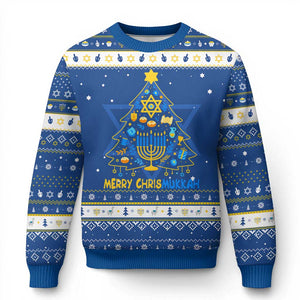 Merry Chrismukkah Hanukkah Ugly Sweater Jewish Happy Hanukkah Christmas Tree TS10 Blue White Print Your Wear