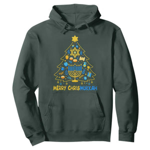 Merry Chrismukkah Hoodie Jewish Happy Hanukkah Christmas Tree TS10 Dark Forest Green Print Your Wear