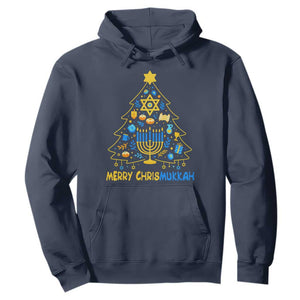 Merry Chrismukkah Hoodie Jewish Happy Hanukkah Christmas Tree TS10 Navy Print Your Wear