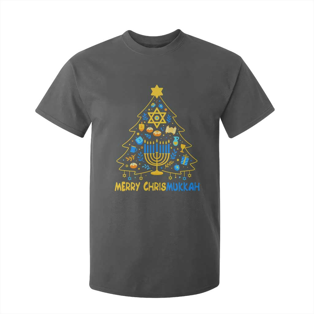 Merry Chrismukkah T Shirt For Kid Jewish Happy Hanukkah Christmas Tree TS10 Dark Heather Print Your Wear