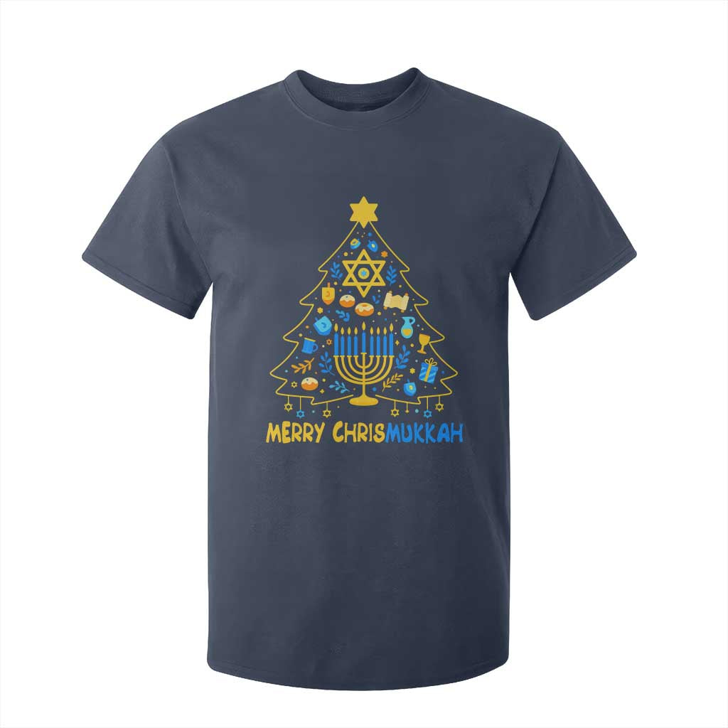 Merry Chrismukkah T Shirt For Kid Jewish Happy Hanukkah Christmas Tree TS10 Navy Print Your Wear