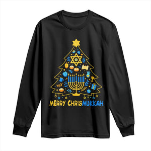 Merry Chrismukkah Long Sleeve Shirt Jewish Happy Hanukkah Christmas Tree TS10 Black Print Your Wear