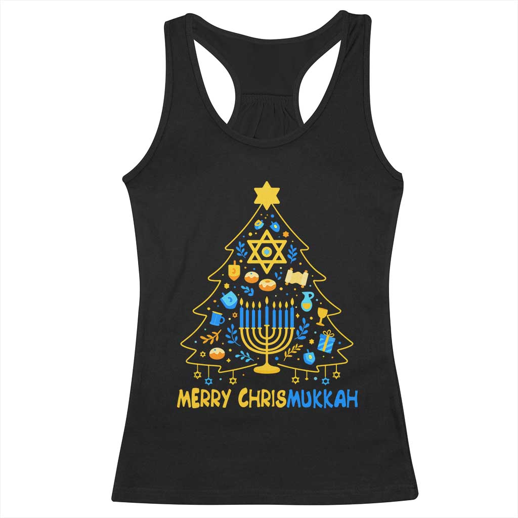 Merry Chrismukkah Racerback Tank Top Jewish Happy Hanukkah Christmas Tree TS10 Black Print Your Wear