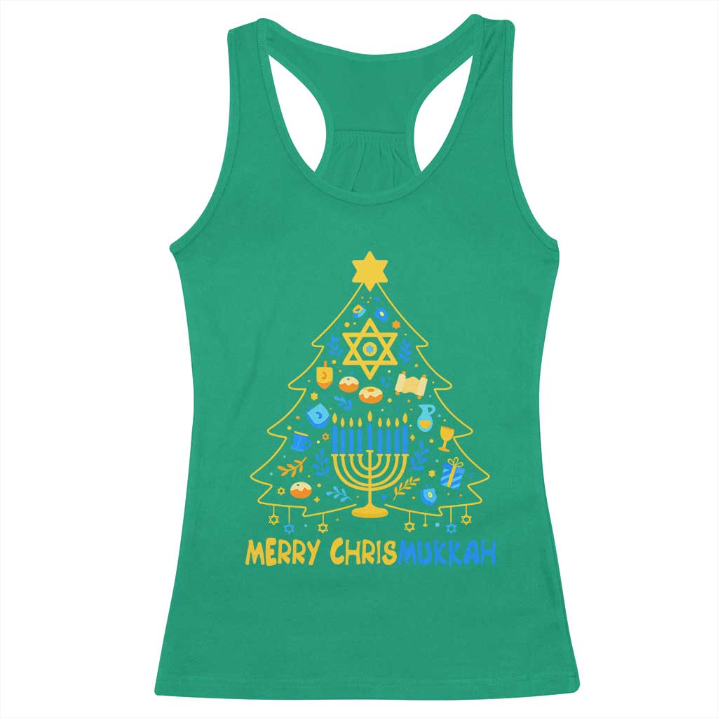 Merry Chrismukkah Racerback Tank Top Jewish Happy Hanukkah Christmas Tree TS10 Irish Green Print Your Wear