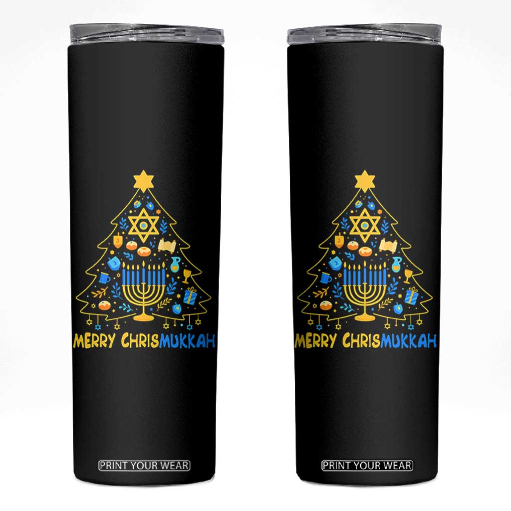 Merry Chrismukkah Skinny Tumbler Jewish Happy Hanukkah Christmas Tree TS10 Black Print Your Wear