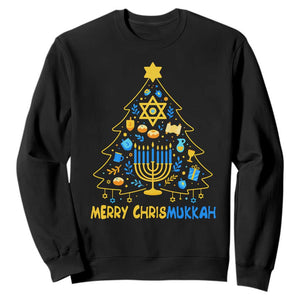 Merry Chrismukkah Sweatshirt Jewish Happy Hanukkah Christmas Tree TS10 Black Print Your Wear