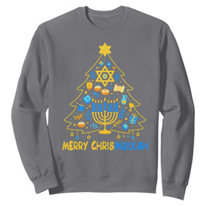 Merry Chrismukkah Sweatshirt Jewish Happy Hanukkah Christmas Tree TS10 Charcoal Print Your Wear