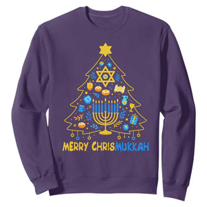 Merry Chrismukkah Sweatshirt Jewish Happy Hanukkah Christmas Tree TS10 Purple Print Your Wear