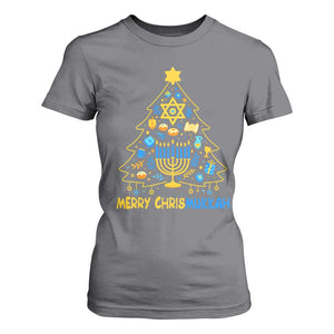 Merry Chrismukkah T Shirt For Women Jewish Happy Hanukkah Christmas Tree TS10 Charcoal Print Your Wear