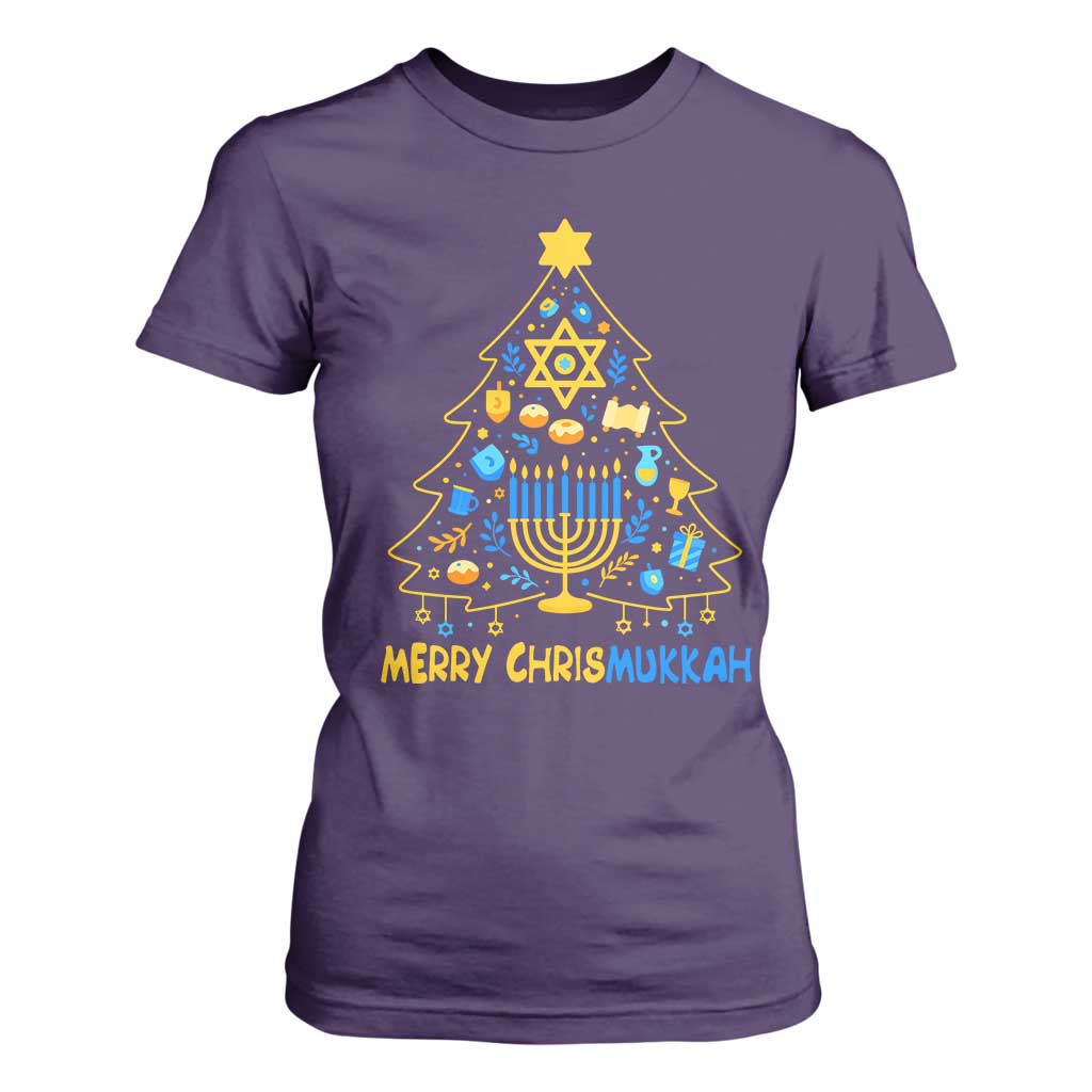 Merry Chrismukkah T Shirt For Women Jewish Happy Hanukkah Christmas Tree TS10 Purple Print Your Wear