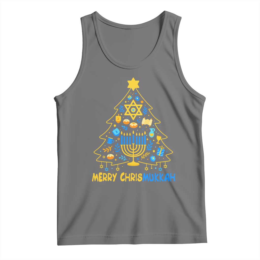 Merry Chrismukkah Tank Top Jewish Happy Hanukkah Christmas Tree TS10 Black Heather Print Your Wear