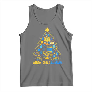 Merry Chrismukkah Tank Top Jewish Happy Hanukkah Christmas Tree TS10 Black Heather Print Your Wear