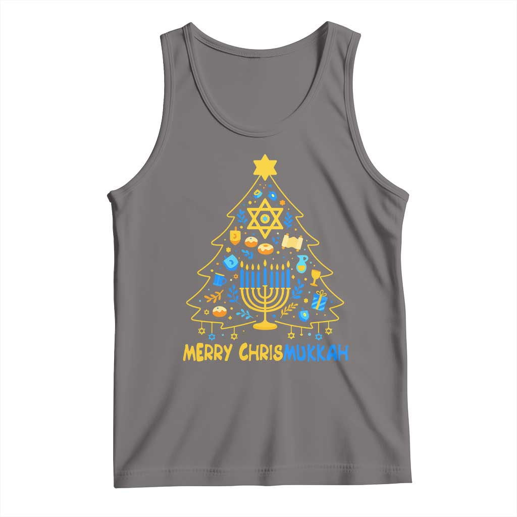 Merry Chrismukkah Tank Top Jewish Happy Hanukkah Christmas Tree TS10 Deep Heather Print Your Wear