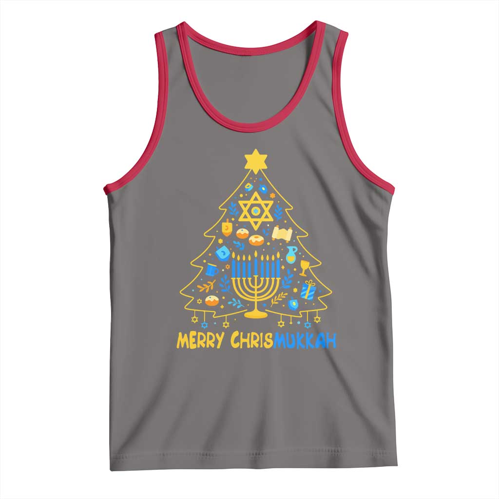 Merry Chrismukkah Tank Top Jewish Happy Hanukkah Christmas Tree TS10 Deep Heather Red Print Your Wear