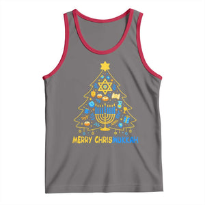 Merry Chrismukkah Tank Top Jewish Happy Hanukkah Christmas Tree TS10 Deep Heather Red Print Your Wear