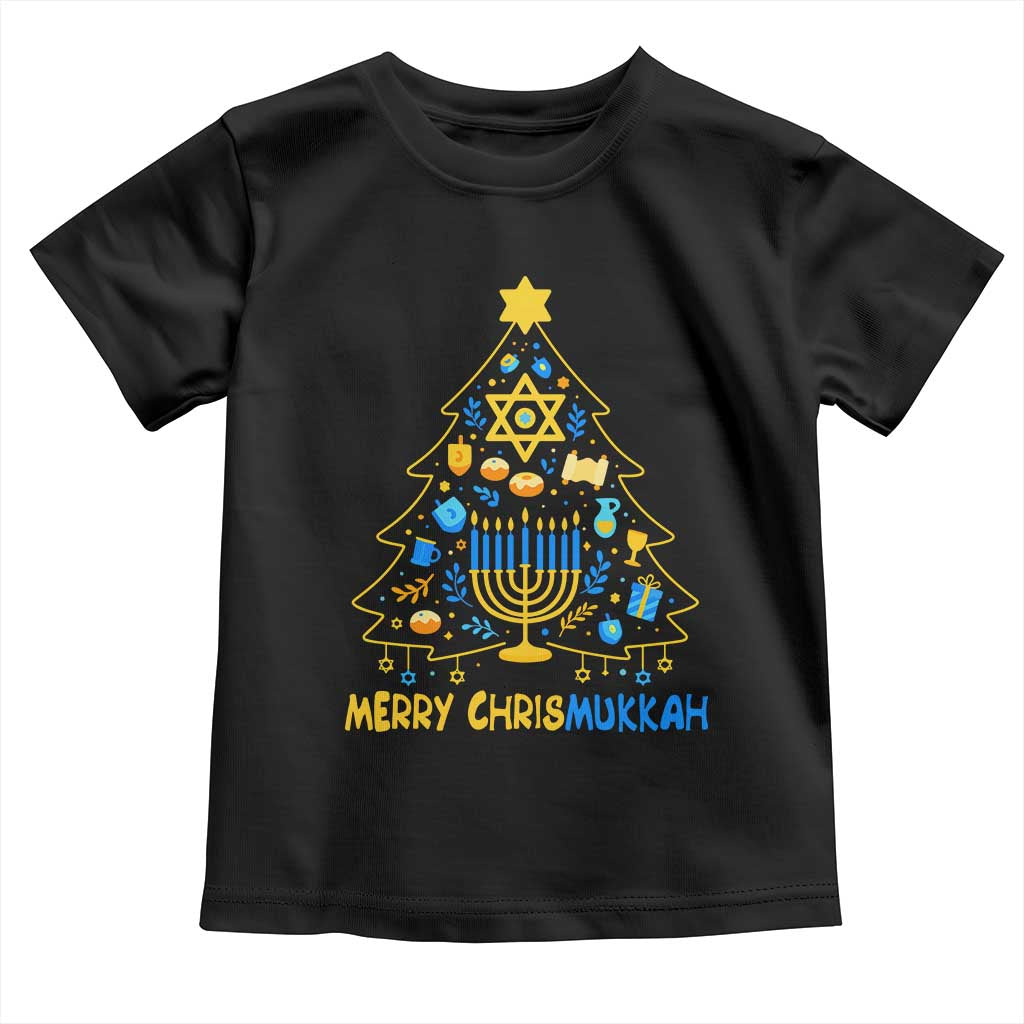 Merry Chrismukkah Toddler T Shirt Jewish Happy Hanukkah Christmas Tree TS10 Black Print Your Wear