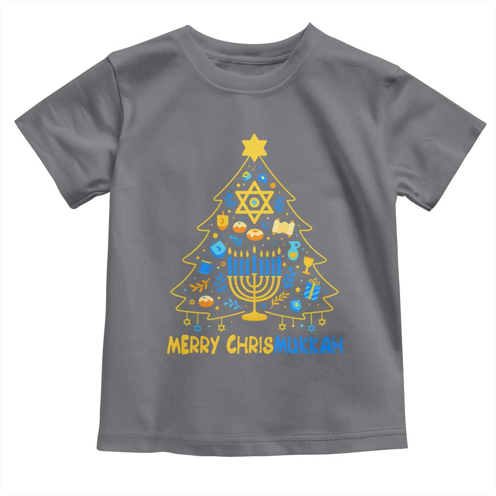 Merry Chrismukkah Toddler T Shirt Jewish Happy Hanukkah Christmas Tree TS10 Charcoal Print Your Wear