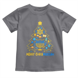 Merry Chrismukkah Toddler T Shirt Jewish Happy Hanukkah Christmas Tree TS10 Charcoal Print Your Wear