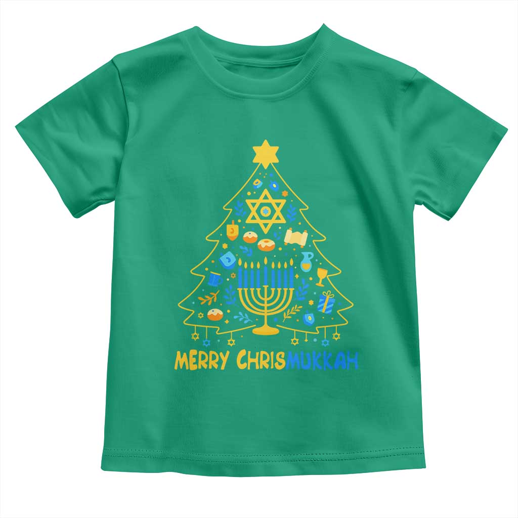 Merry Chrismukkah Toddler T Shirt Jewish Happy Hanukkah Christmas Tree TS10 Irish Green Print Your Wear