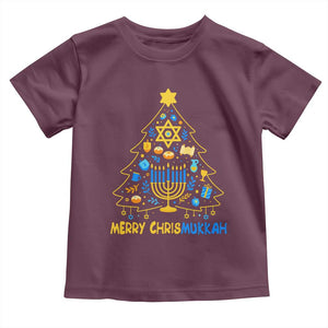 Merry Chrismukkah Toddler T Shirt Jewish Happy Hanukkah Christmas Tree TS10 Maroon Print Your Wear