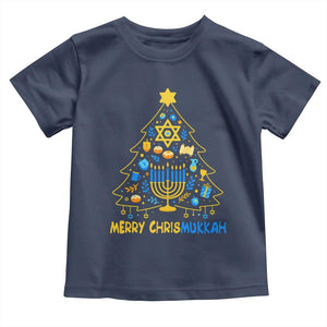 Merry Chrismukkah Toddler T Shirt Jewish Happy Hanukkah Christmas Tree TS10 Navy Print Your Wear