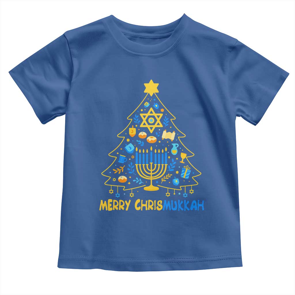 Merry Chrismukkah Toddler T Shirt Jewish Happy Hanukkah Christmas Tree TS10 Royal Blue Print Your Wear