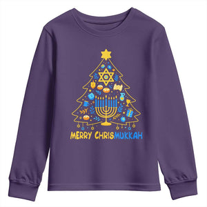 Merry Chrismukkah Youth Sweatshirt Jewish Happy Hanukkah Christmas Tree TS10 Purple Print Your Wear